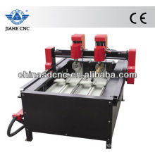 JK-4025 wood cnc router machine with two head and two rotary device for cylinder engraving